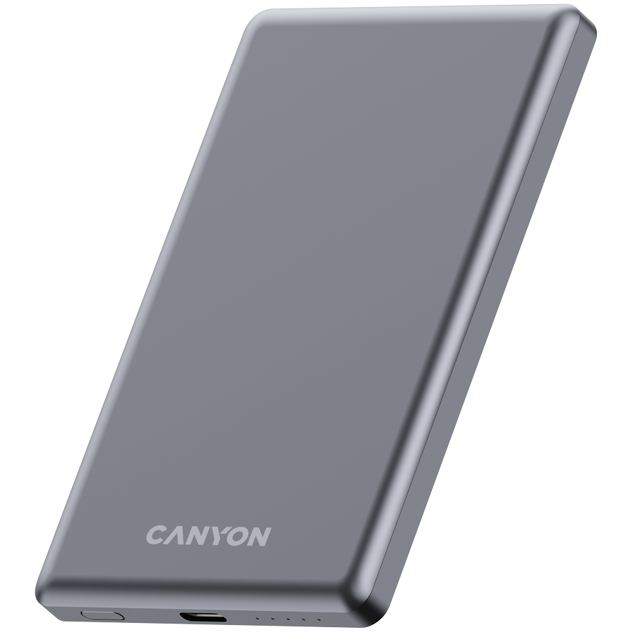 CANYON prenosna baterija OnPower 505 slim Magnetic 5000 mAh PD20W tamno siva