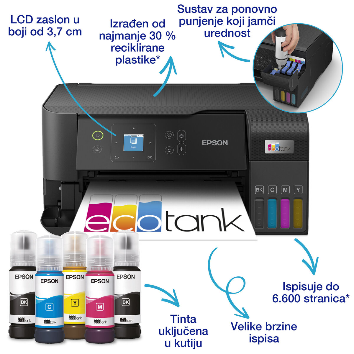 Epson multifunkcijski printer EcoTank L3560 Print Scan Copy Wifi