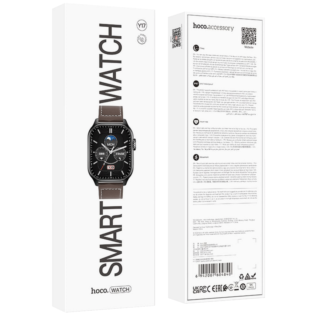 hoco. Pametni sat, 2.03" zaslon, Bluetooth, IP67 - Y17 Black