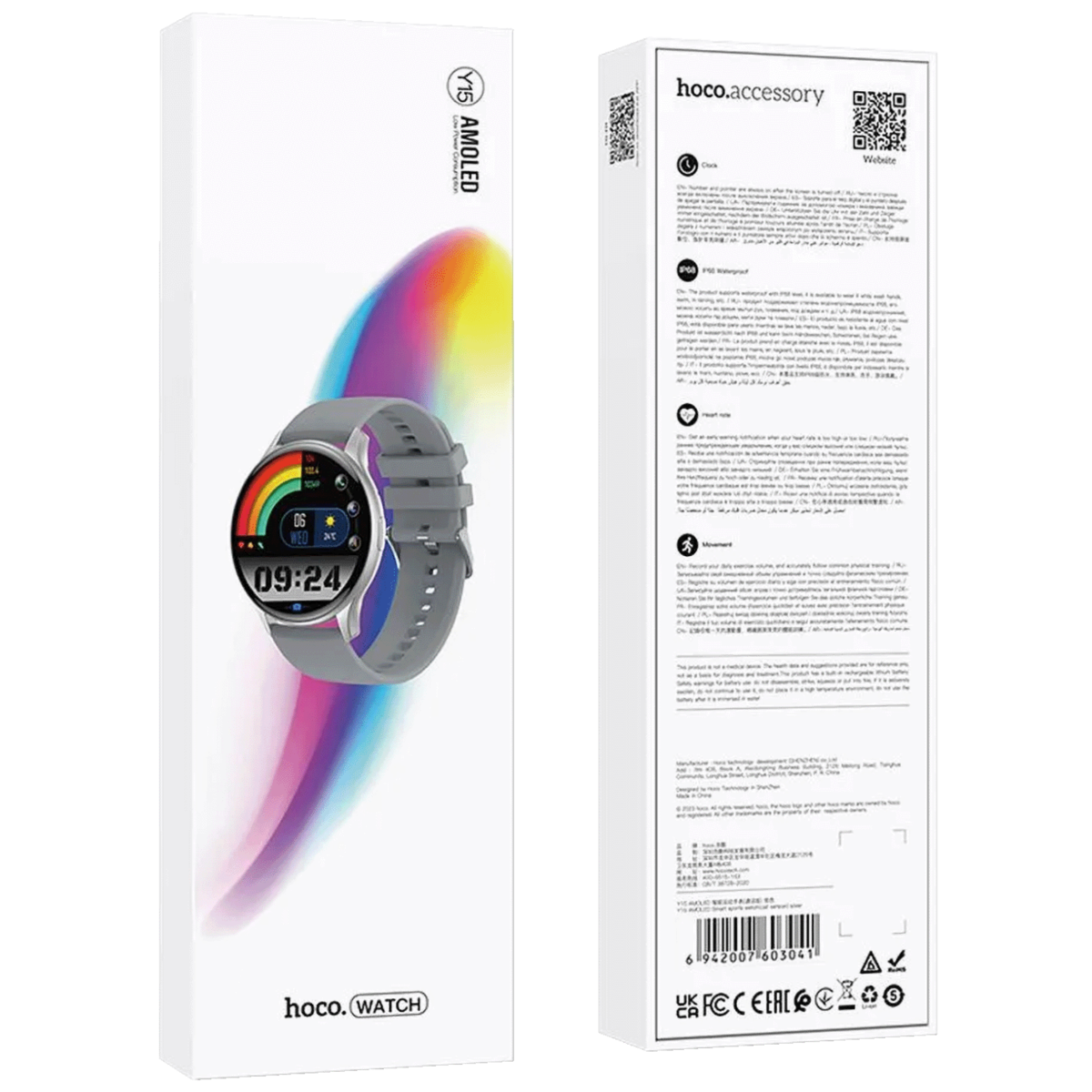 hoco. Sat pametni, 1.43" AMOLED, Bluetooth, IP68 - Y15 Silver