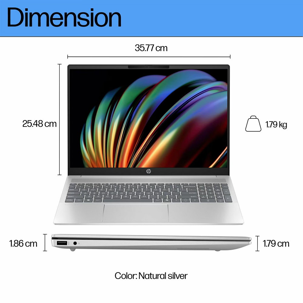 Laptop HP Pavilion 16-ag0003nm, BA4V6EA, 16'' WUXGA IPS 300nits, AMD Ryzen 5-8540U, 16GB DDR5 RAM, 512GB SSD, Backlit KB, Windows 11 Home