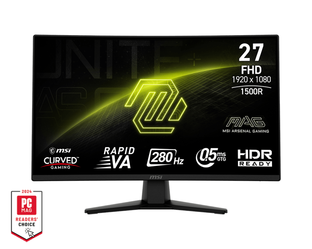 MSI monitor MAG 274CXF gaming zakrivljeni, 27, FullHD, VA, 300 cd/m2, AMD FreeSync Premium, HDR Ready, HDMI, DP, 280Hz, 0.5 ms