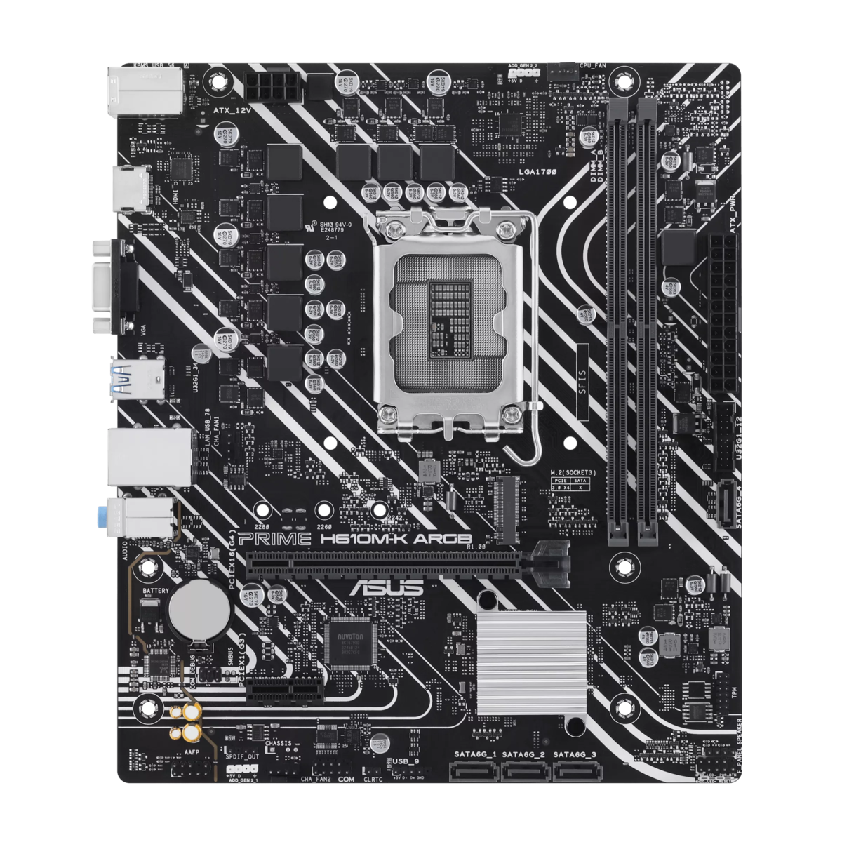 ASUS matična ploča PRIME H610M-K ARGB LGA1700, 2xDDR5, 1x M.2, 6xUSB1x VGA, 1x HDMI, mATX