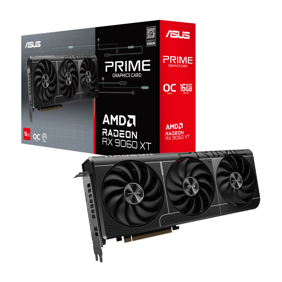 ASUS grafička kartica PRIME AMD Radeon RX9060XT O16G 16GB GDDR6, 128-bit, 2x DP,1x HDMI