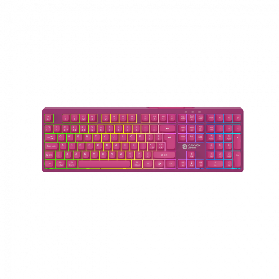 Canyon tastatura 105 keys gaming bežična, RGB, crna