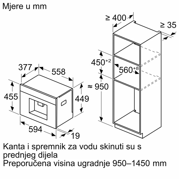 BOSCH ugradbeni aparat za espresso kafu CTL7181B0 Serie 8, automatski, crni