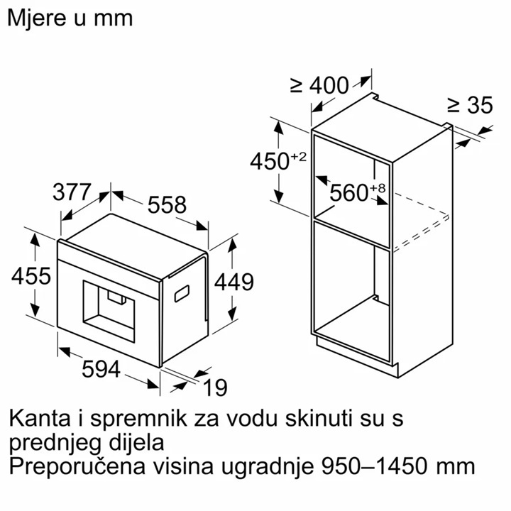 BOSCH ugradbeni aparat za espresso kafu CTL7181B0 Serie 8, automatski, crni
