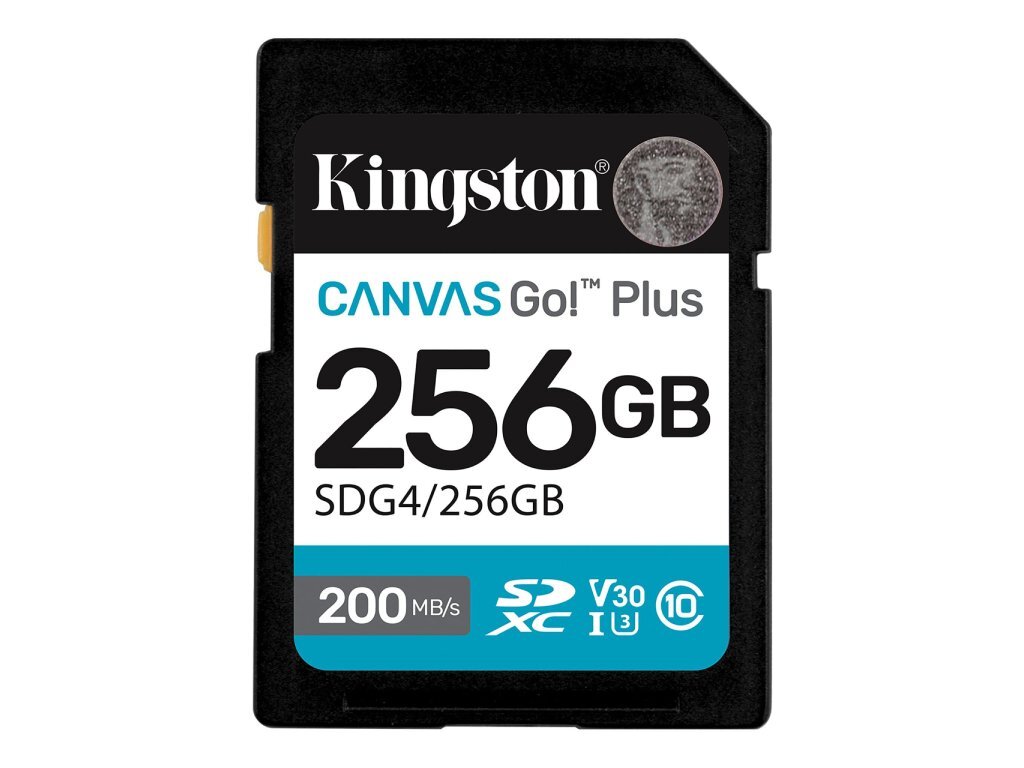 Kingston SD 256GB CanvasGoPlusSDXC,r/w:200/160MB/sDSLRs, mirrorless cameras, 4K video