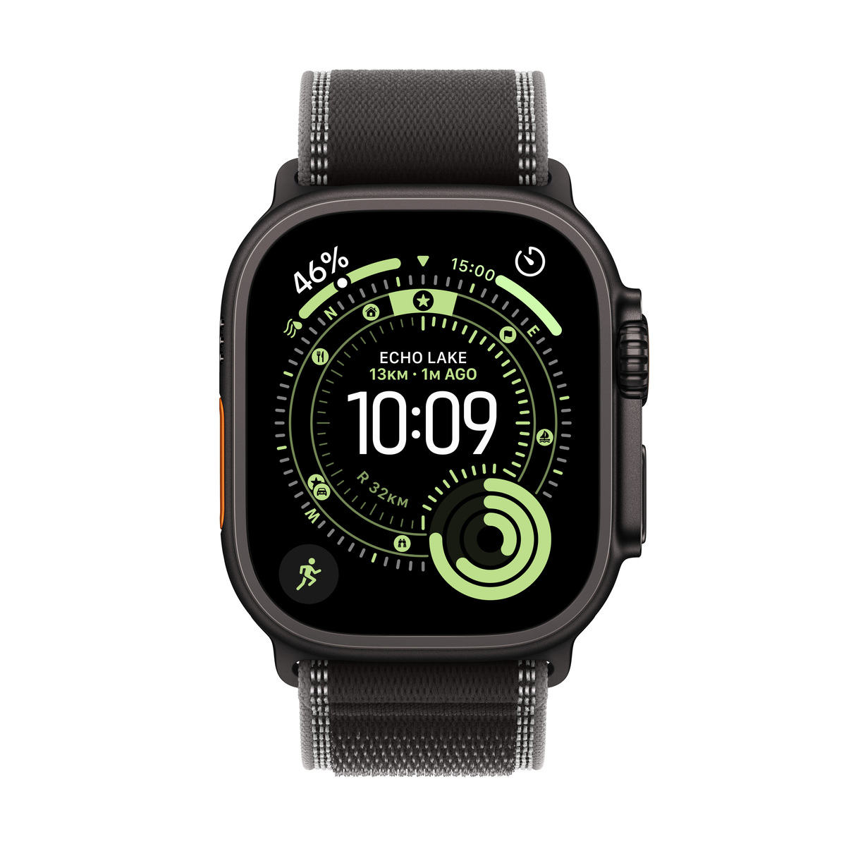 Apple Watch Ultra 3 Cellular 49mm Black Titanium Case with Black/Charcoal Trail Loop - S/M