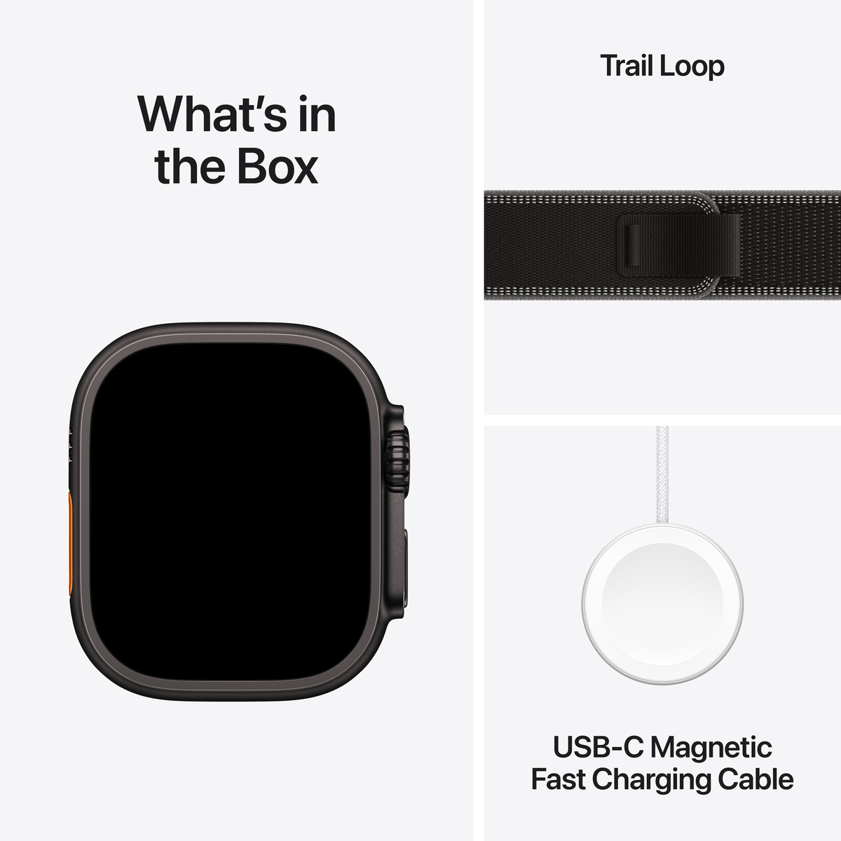 Apple Watch Ultra 3 Cellular 49mm Black Titanium Case with Black/Charcoal Trail Loop - S/M