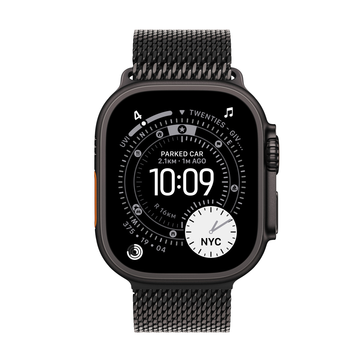 Apple Watch Ultra 3 Cellular 49mm Black Titanium Case with Black Titanium Milanese Loop - Large