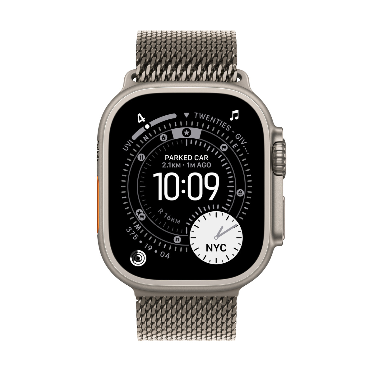 Apple Watch Ultra 3 Cellular 49mm Natural Titanium Case with Natural Titanium Milanese Loop - Large