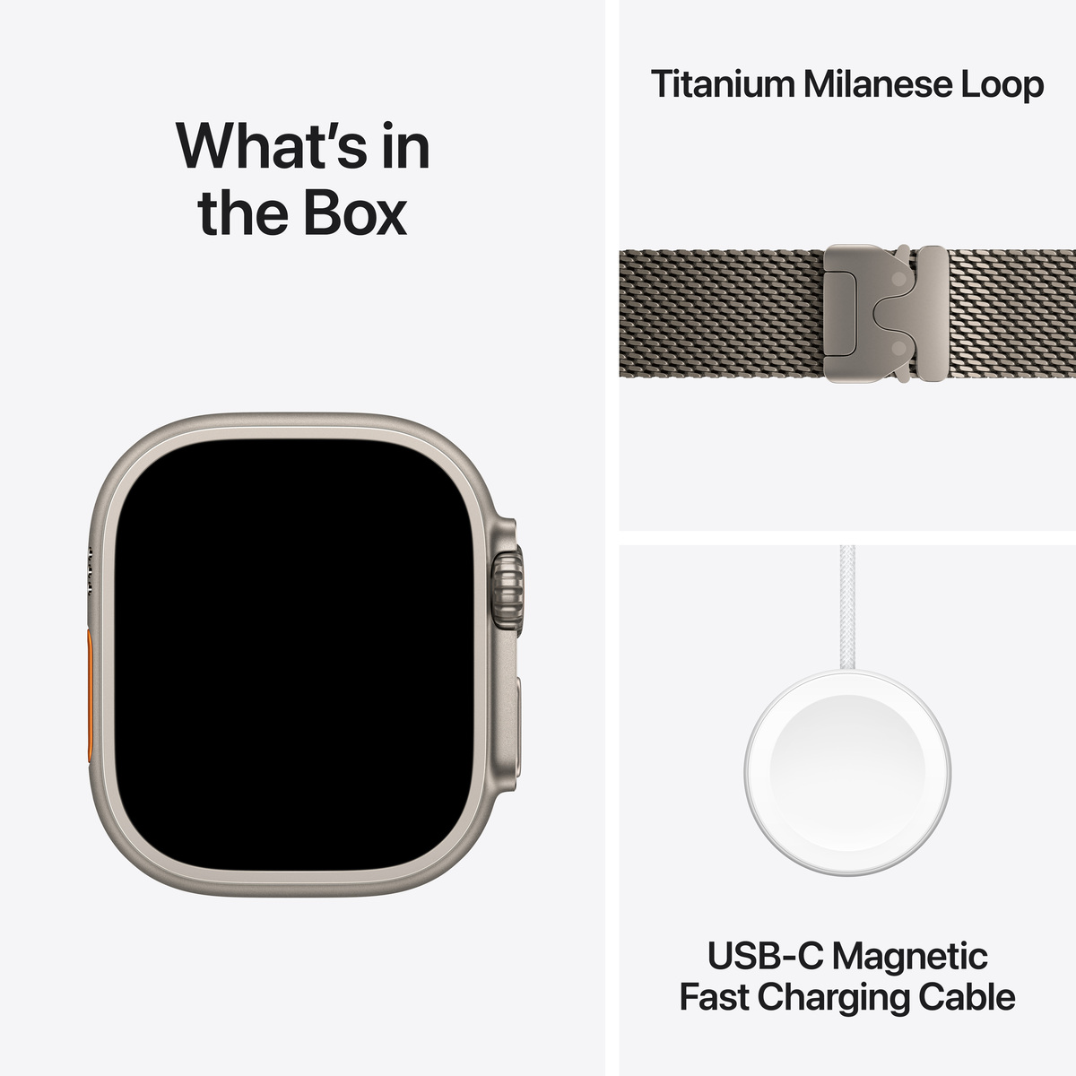 Apple Watch Ultra 3 Cellular 49mm Natural Titanium Case with Natural Titanium Milanese Loop - Large