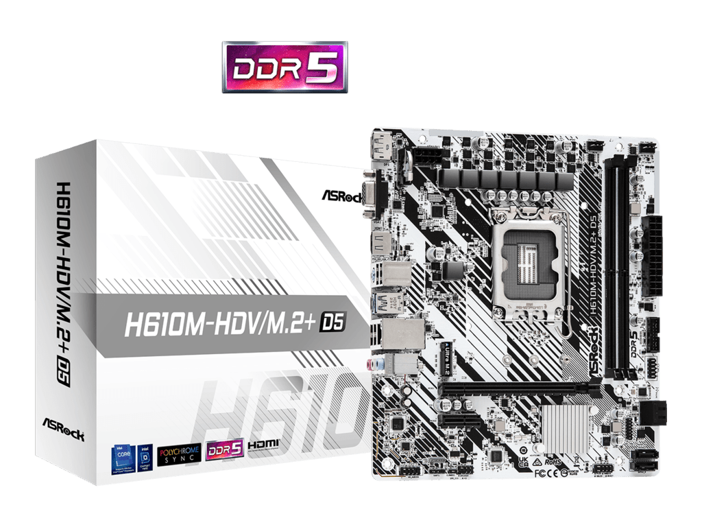 ASROCK matična ploča H610M-HDV M.2+ D5, Intel H610, 2xDDR5, VGA, HDMI,DP, micro ATX