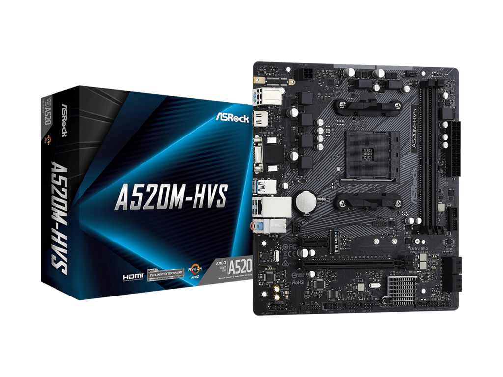 ASROCK matična ploča A520M-HVS AMD A520, AM4, 2xDDR4, M.2RAID, VGA,HDMI, micro ATX