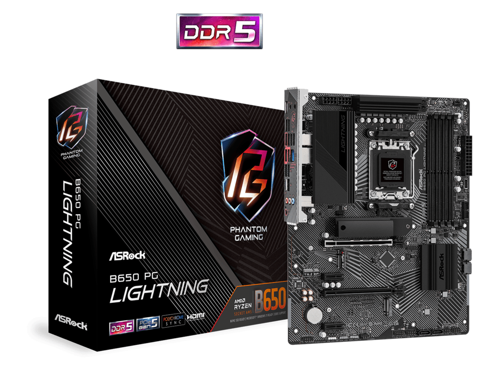 ASROCK matična ploča B650 PG LIGHTNING , AMD B650, AM5, 4xDDR5, 3xM.2, 4xSATA, RAID, HDMI, ATX