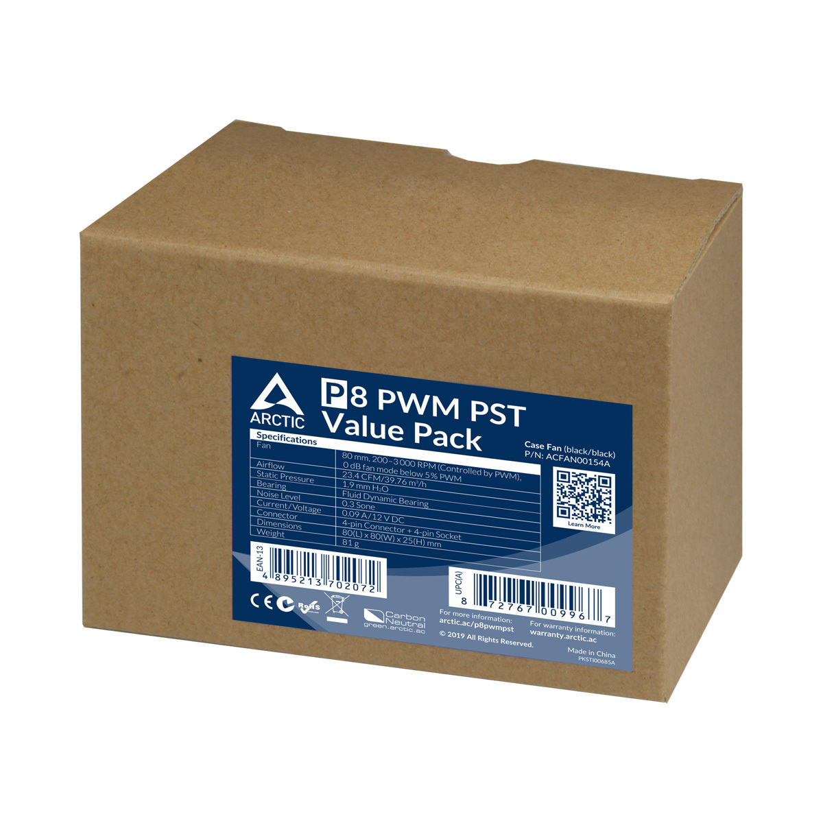 Arctic P8 PWM PST 5-pack fans 80mm PWM Fan