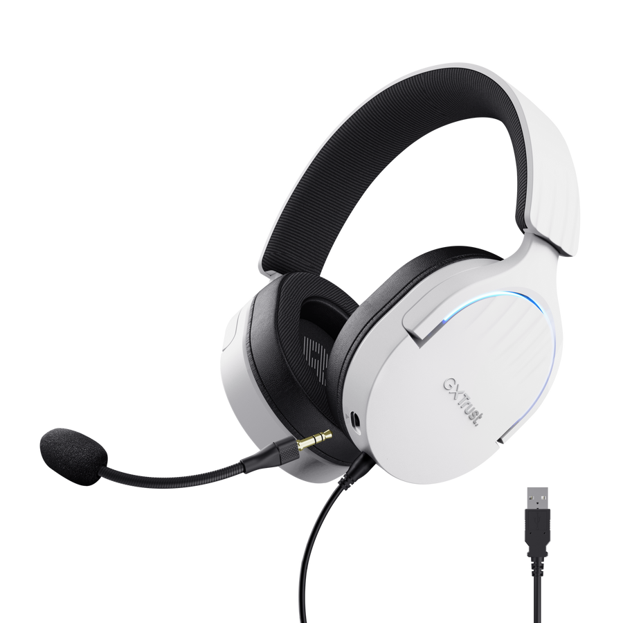 TRUST gaming slušalice GXT490W FAYZO 7.1 USB2.0, gaming, žičane, bijele, noise-cancelling mikrofon