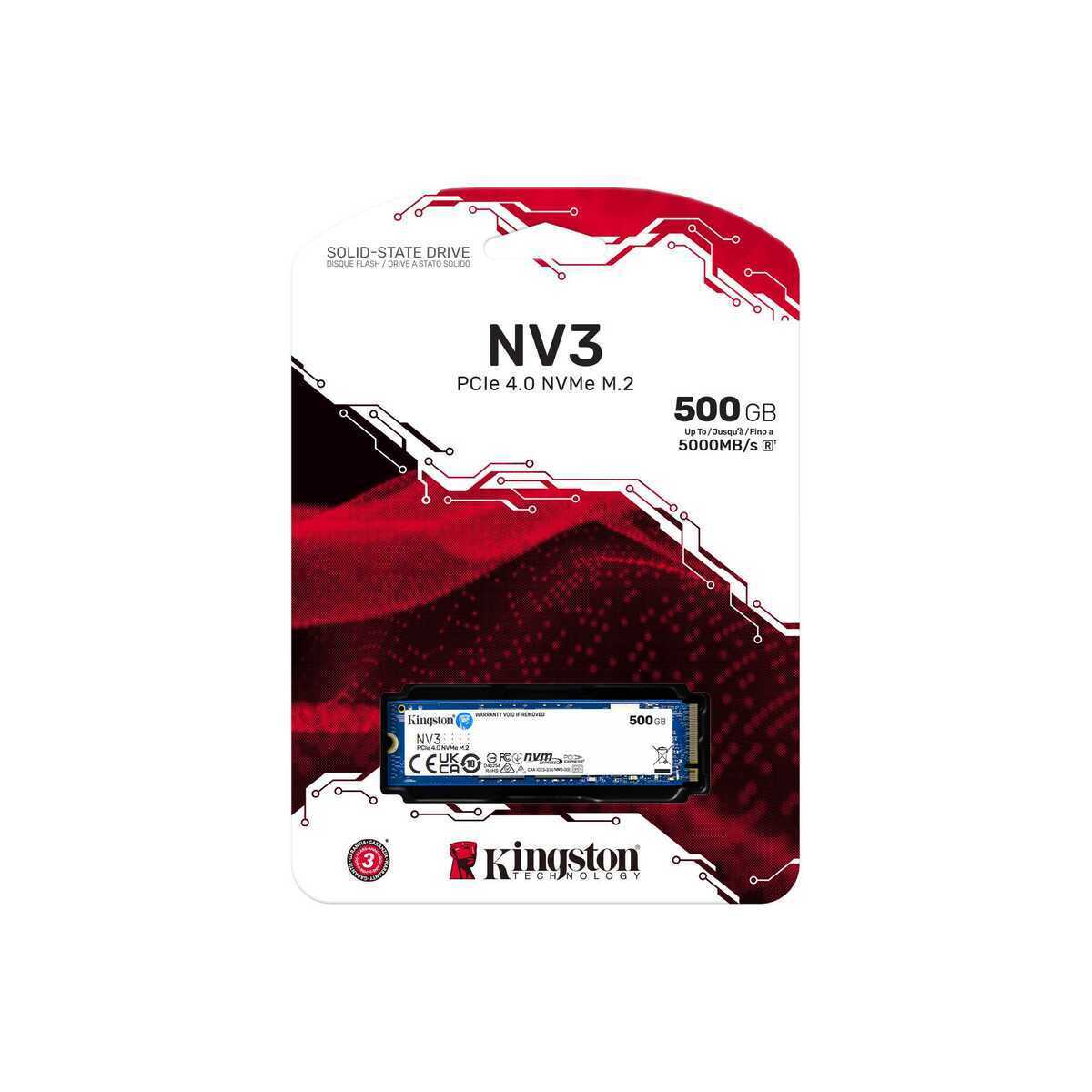 KINGSTON SSD 500GB NV3 NVMe PCIe Gen 4.0x4 R/W : 5000/3000MB/s
