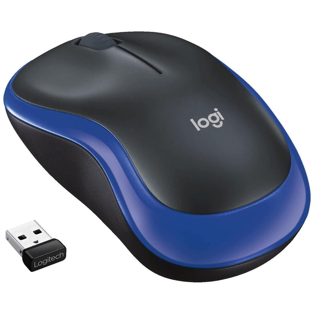 Logitech miš bežični, 2.4 GHz, 1000 dpi, USB nano, Blue - M185