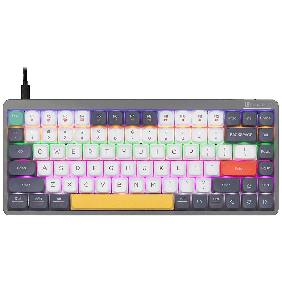 Tracer Tipkovnica sa osvjetljenjem, USB/BT/WiFi, gaming, mehanička - FINA 84 Grey