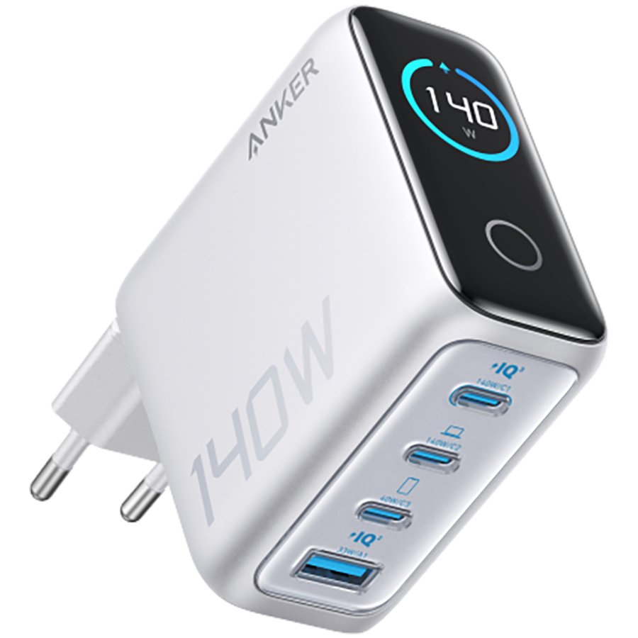 Anker punjač (140W, 4-portni, PD 3.1) sa USB-C kablom, srebrne boje