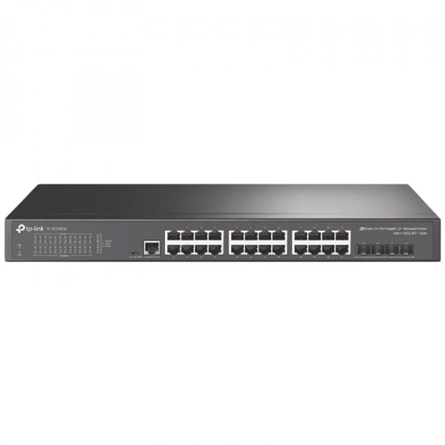 TP-Link SG3428X Omada 24-Port Gigabit L2+ Managed Switch with 4 10GE SFP+ Slots, 24× Gigabit RJ45 ports and 4× 10GE SFP+ slots, Omada APP