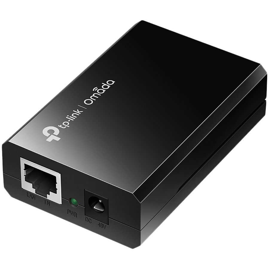 TP-Link POE150S Omada PoE Injector, 2× 10/100/1000Mbps RJ45 Port, IEEE 802.3af compliant, 1× 48VDC Power Input Port