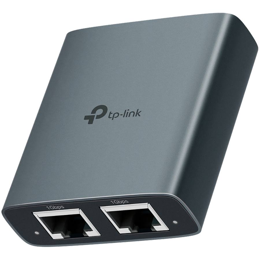 TP-Link EH210 1 to 2 Gigabit Ethernet Splitter, 3 x RJ45 1Gbps Ports, 1 x USB-C Power Supply Port, Aluminum Alloy Case