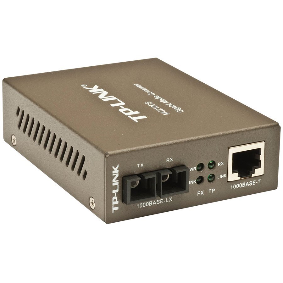 TP-Link Media Filter MC210CS, 1000Mbps RJ45 to 1000Mbps single-mode SC fiber Converter, Full-duplex,up to 15Km, switching power adapter, chassis mountable