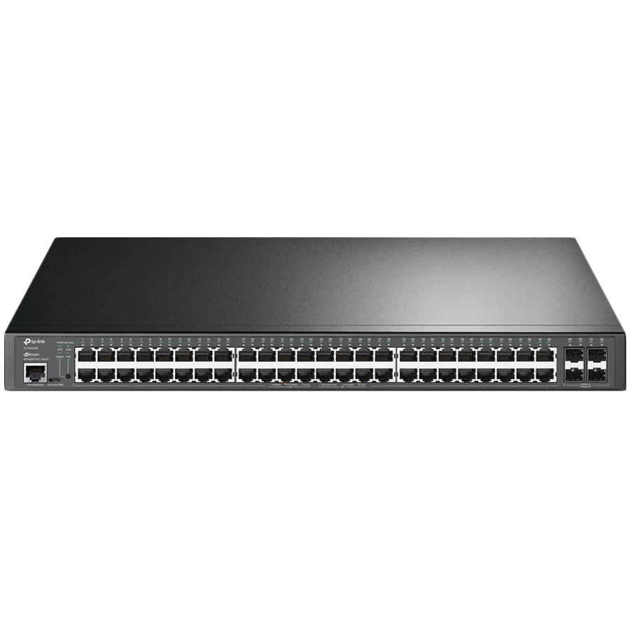 TP-Link SG3452P Omada 52-Port Gigabit L2+ Managed Switch with 48-Port PoE+, 48×Gigabit 802.3af/at PoE+ ports and 4×Gigabit SFP slots, 384 W total PoE budget