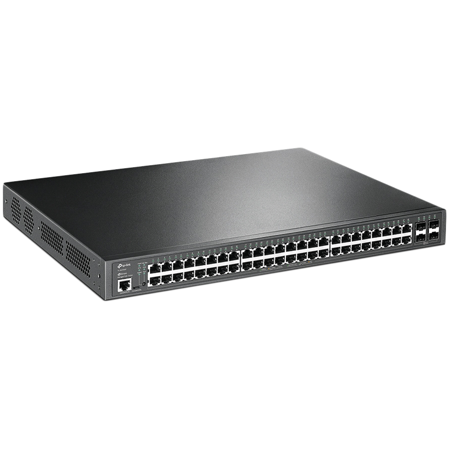 TP-Link SG3452P Omada 52-Port Gigabit L2+ Managed Switch with 48-Port PoE+, 48×Gigabit 802.3af/at PoE+ ports and 4×Gigabit SFP slots, 384 W total PoE budget