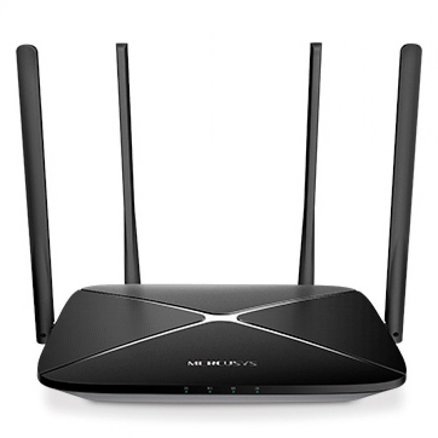 Mercusys AC12G AC1300 Dual Band Wireless Router, 867Mbps at 5GHz + 400Mbps at 2.4GHz, 1 10/100/1000M WAN + 3 10/100/1000M LAN, 4 x fixed 5dBi High Gain antennas