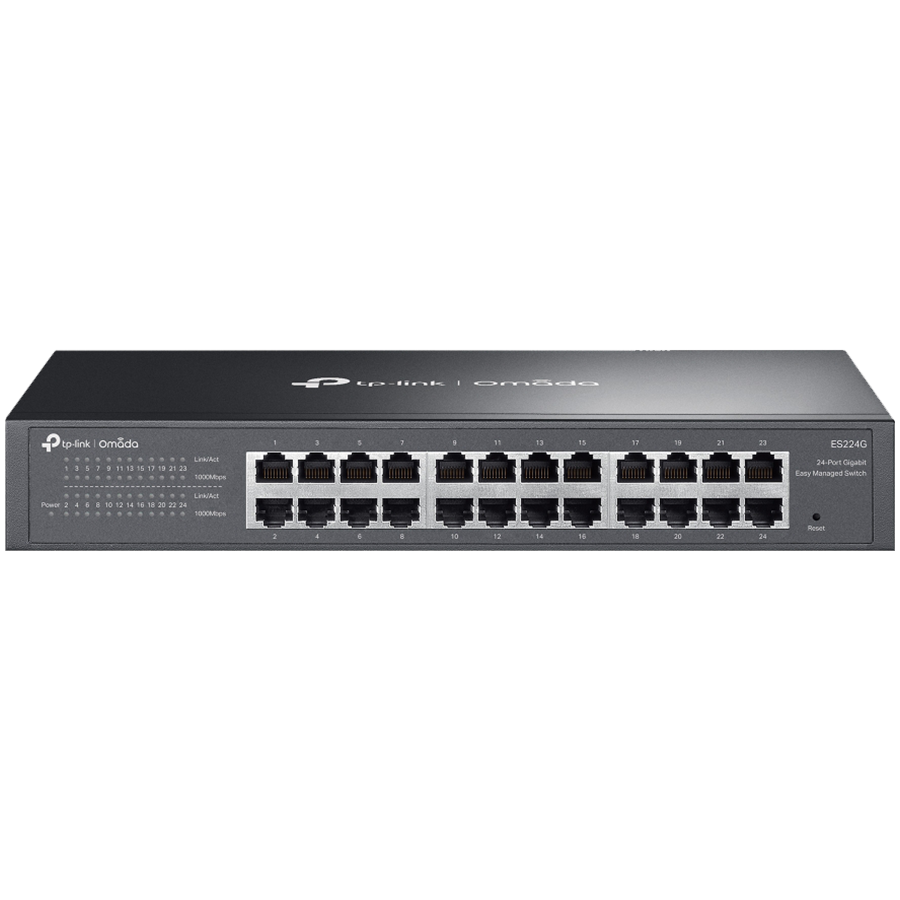 TP-Link ES224G Omada 24-Port Gigabit Easy Managed Switch,24x Gigabit RJ45 Ports, 1U 13-inch Rack-mountable Steel Case