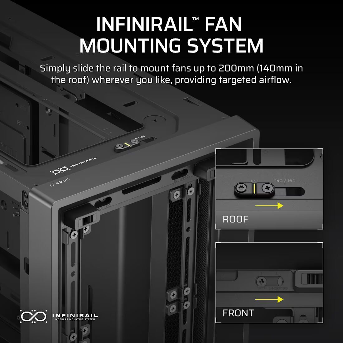 CORSAIR kućište FRAME 4000D 360mm radiator, 170mm cooler430mm GPU, ATX, Black