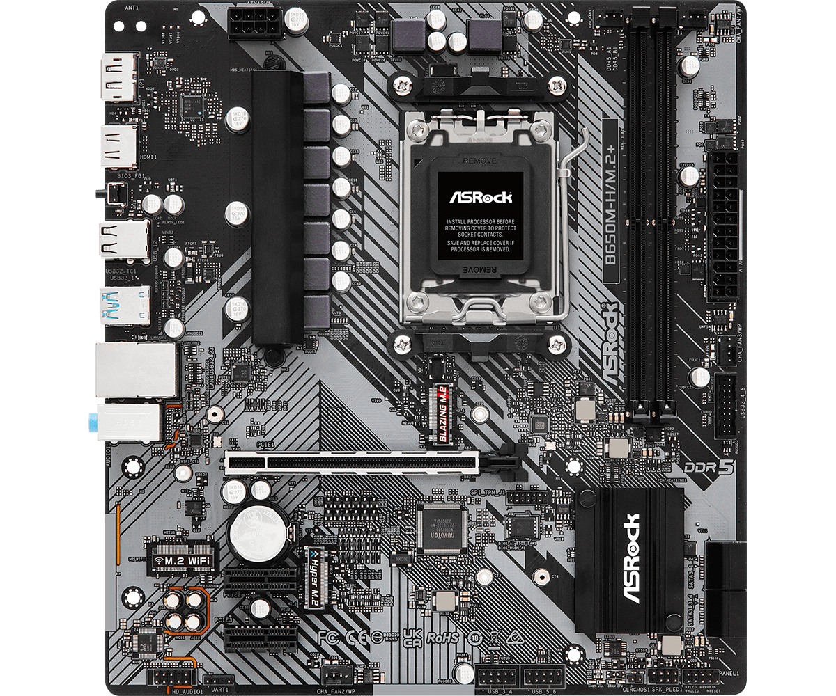 ASROCK matična ploča B650M-H/M.2+ AMD B650, AM5, 2xDDR5, 2xM.24xSATA, HDMI, DP, microATX