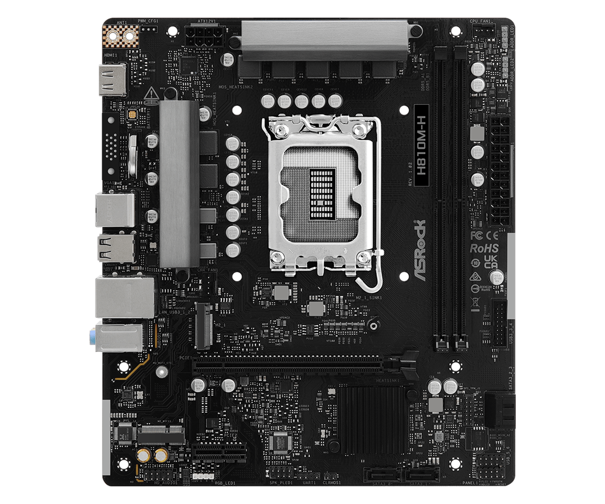 ASROCK matična ploča H810M-H, 2xDDR5, M.2, 4xSATA, 10xUSB,HDMI, Micro ATX