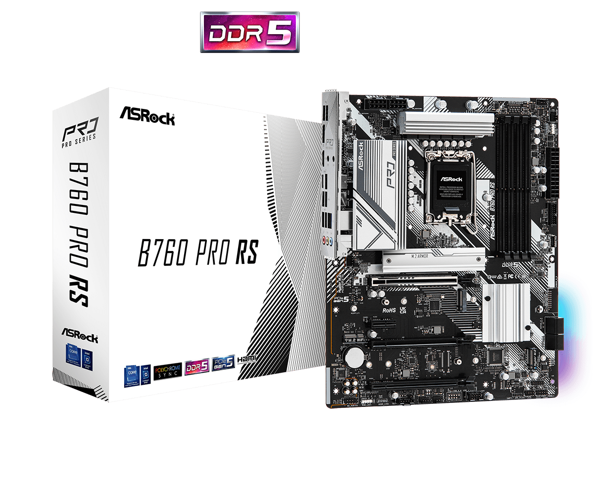 ASROCK matična ploča B760 PRO RS, Intel B760, LGA1700, 4xDDR53xM.2, 4xSATA, RAID, HDMI, DP, ATX