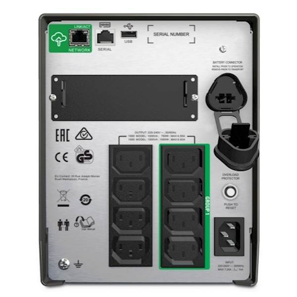 APC Smart-UPS, 1500VA, Tower, 230V, 8x IEC C13, SmartConnect Port+SmartSlot, AVR, LCD