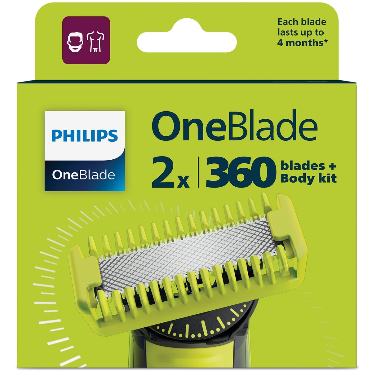 PHILIPS zamjenske oštrice QP624/50 OneBlade aparat - 2x oštrice 360 i 1x komplet za tijelo