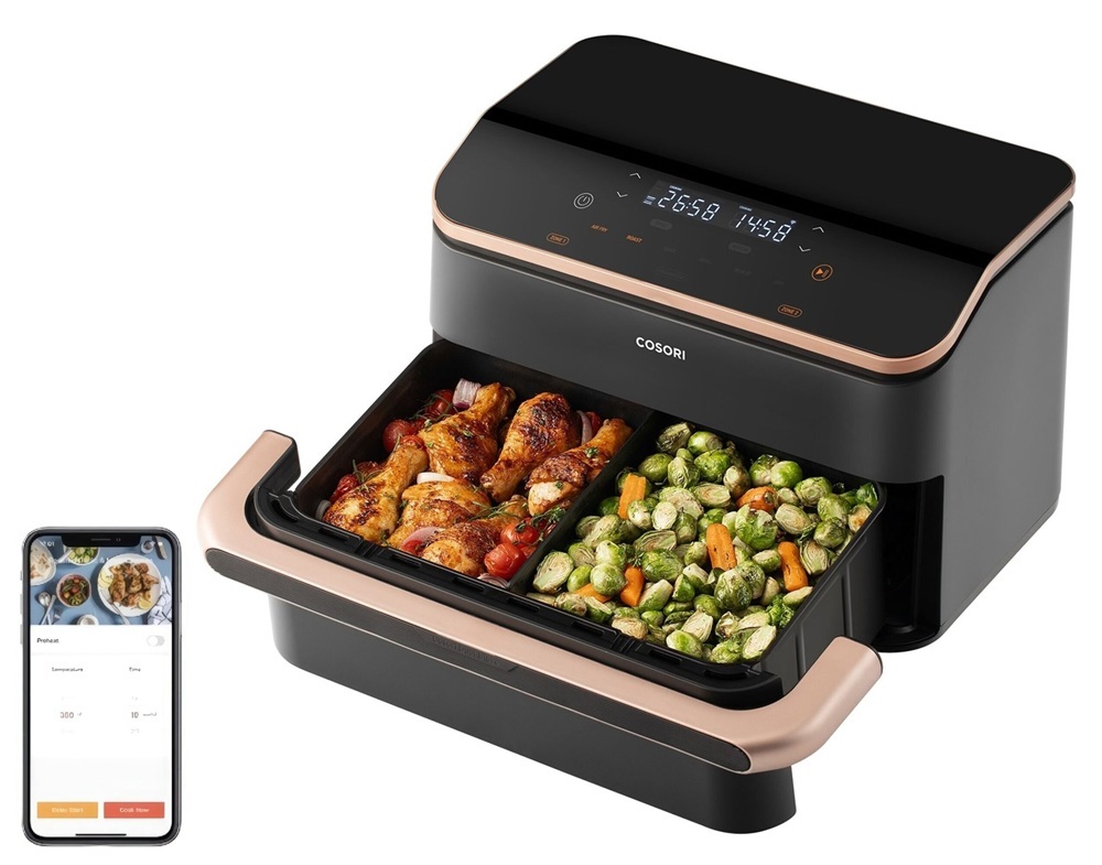 Cosori friteza na vrući zrak CAF-TF101S-AEUR Dual Blaze Twinfry, Wi-Fi; 2800 W, 10 L