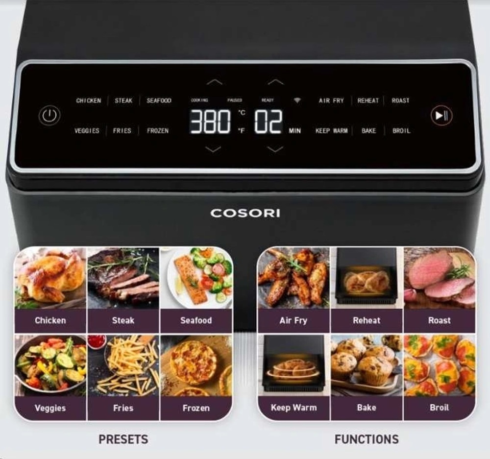 Cosori friteza na vrući zrak CAF-P681S-KEUR Dual Blaze PRO, Wi-Fi; 1750 W, 6.4 L, 12 programa