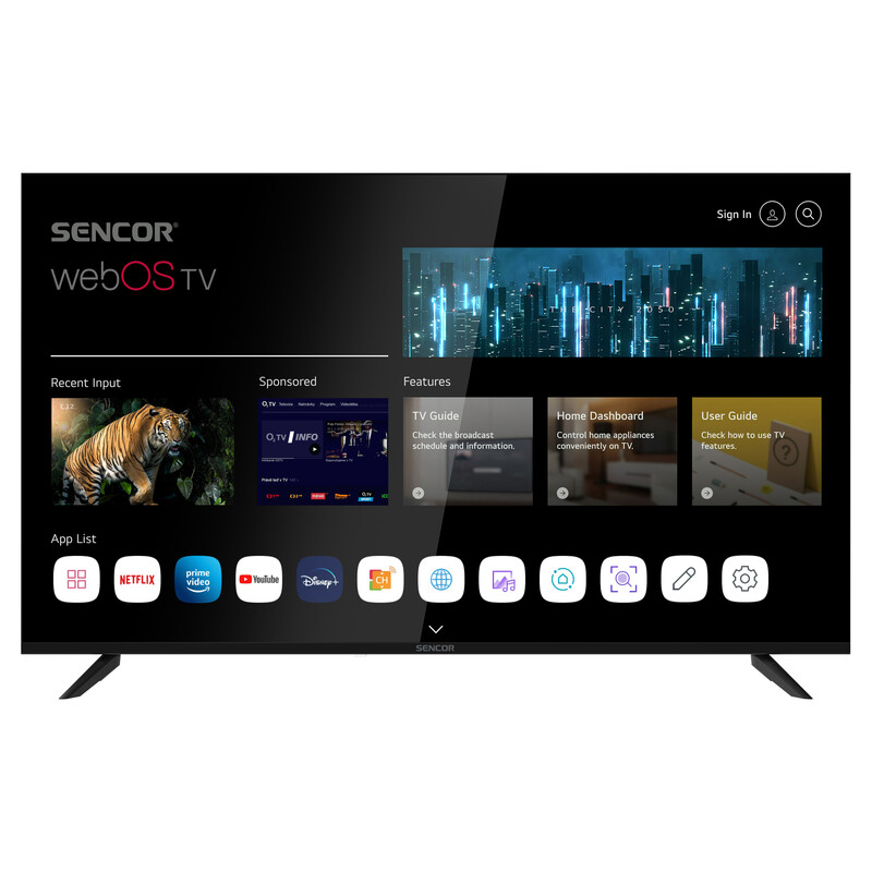 Sencor LED televizor SLE 55US804B, 4K Ultra HD, Smart TV, WebOS, Magični daljinski, AI ThinQ, Crni