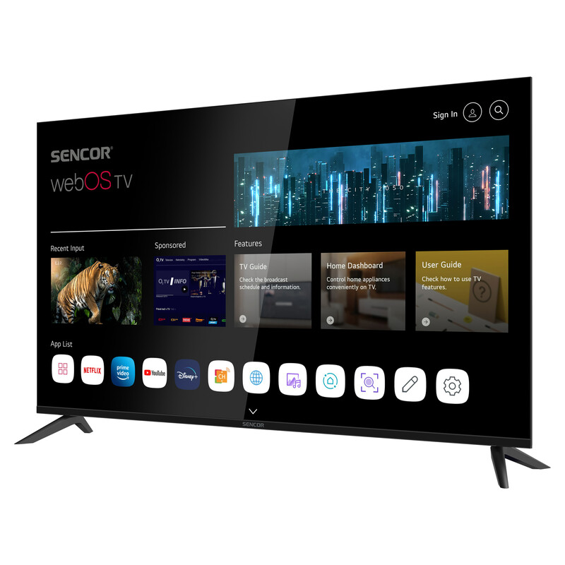 Sencor LED televizor SLE 55US804B, 4K Ultra HD, Smart TV, WebOS, Magični daljinski, AI ThinQ, Crni