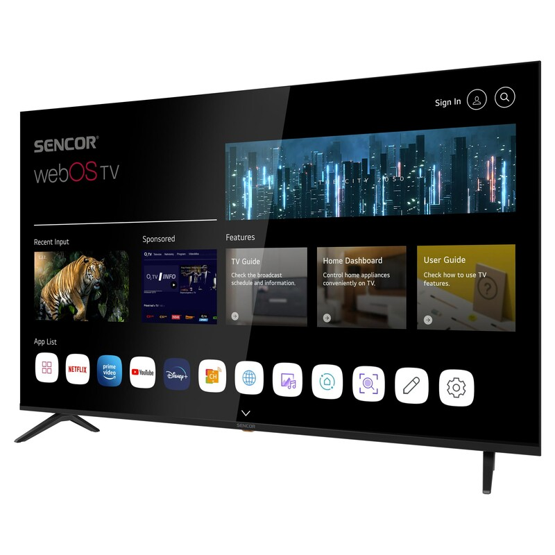 Sencor LED televizor SLE 65US804B, 4K Ultra HD, Smart TV, WebOS, Magični daljinski, AI ThinQ, Crni