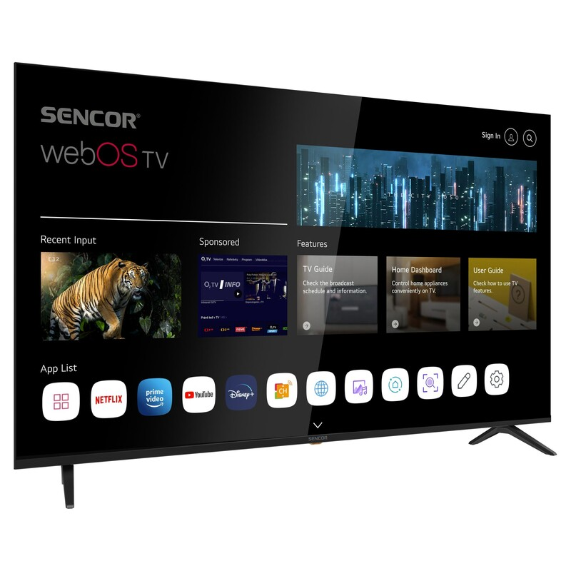 Sencor LED televizor SLE 65US804B, 4K Ultra HD, Smart TV, WebOS, Magični daljinski, AI ThinQ, Crni