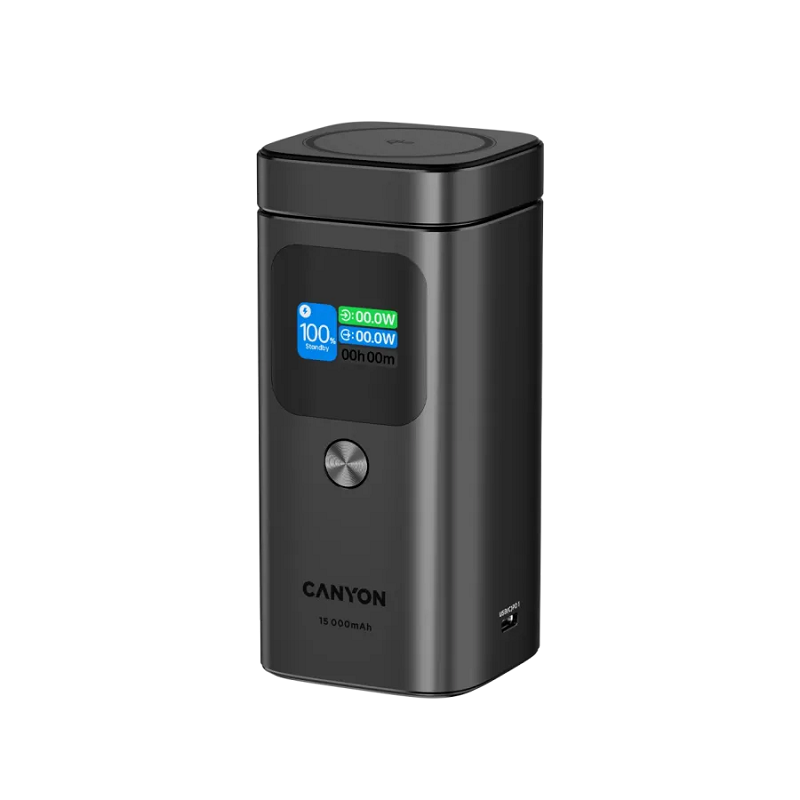 CANYON power bank, CNS-CPB150DG, Qi2 magnetic OnPower 150 15000mAh Aluminium Dark grey