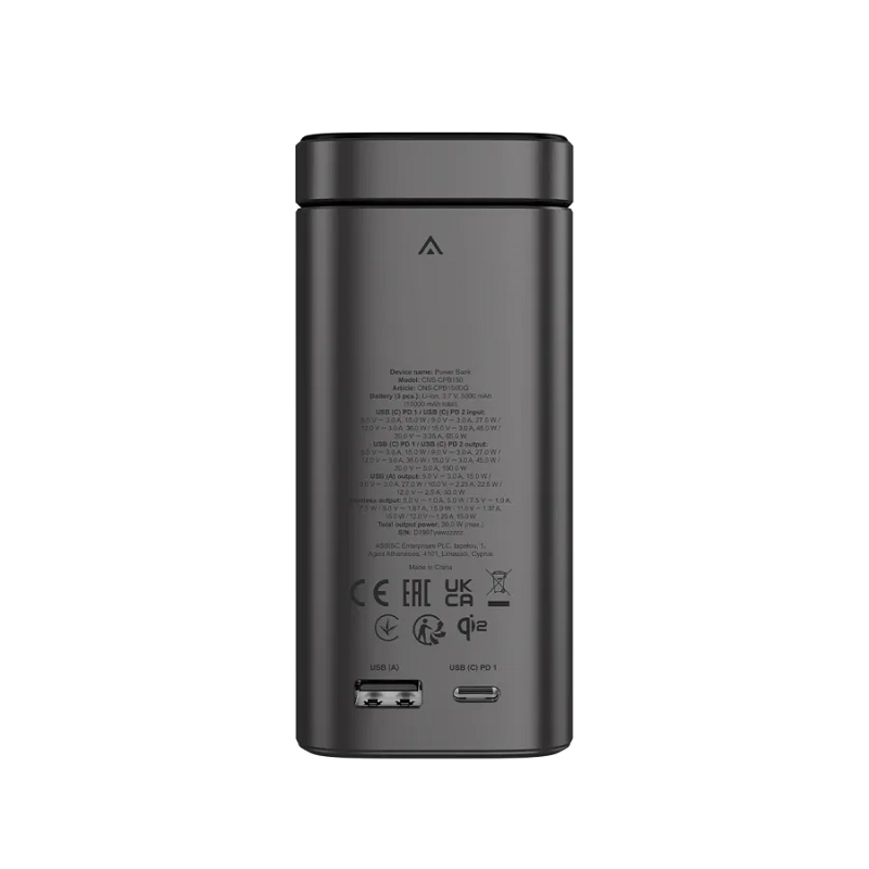 CANYON power bank, CNS-CPB150DG, Qi2 magnetic OnPower 150 15000mAh Aluminium Dark grey