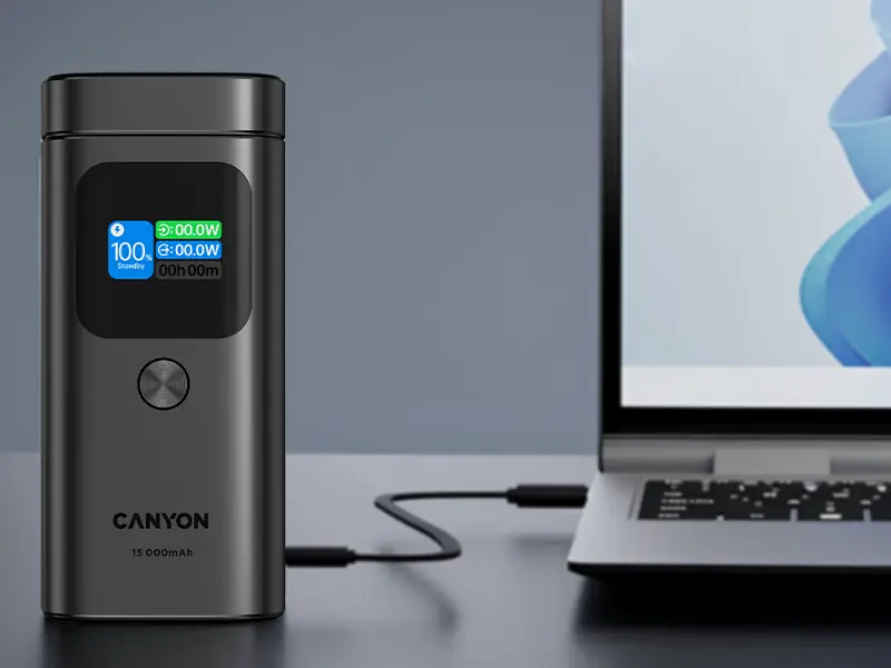CANYON power bank, CNS-CPB150DG, Qi2 magnetic OnPower 150 15000mAh Aluminium Dark grey