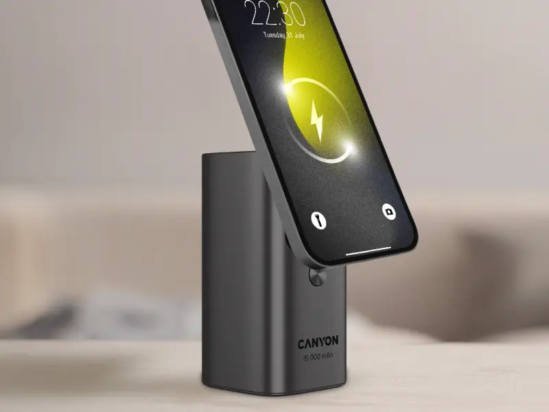 CANYON power bank, CNS-CPB150DG, Qi2 magnetic OnPower 150 15000mAh Aluminium Dark grey